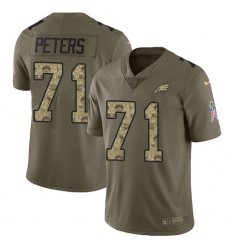 Men's Nike Philadelphia Eagles #71 Jason Peters Limited Olive/Camo 2017 Salute to Service NFL Jersey
