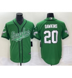 Men's Nike Philadelphia Eagles #20 Brian Dawkins Green Cool Base Stitched Baseball Jersey