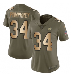 Women's Nike Philadelphia Eagles #34 Donnel Pumphrey Limited Olive/Gold 2017 Salute to Service NFL Jersey
