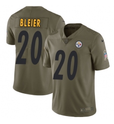 Youth Nike Pittsburgh Steelers #20 Rocky Bleier Limited Olive 2017 Salute to Service NFL Jersey