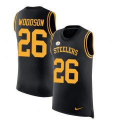 Men's Nike Pittsburgh Steelers #26 Rod Woodson Limited Black Rush Player Name & Number Tank Top NFL Jersey