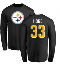 NFL Nike Pittsburgh Steelers #33 Merril Hoge Black Name & Number Logo Long Sleeve T-Shirt