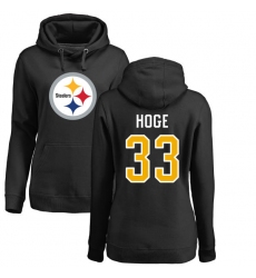 NFL Women's Nike Pittsburgh Steelers #33 Merril Hoge Black Name & Number Logo Pullover Hoodie