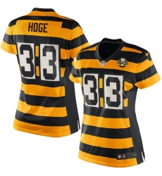 Women's Nike Pittsburgh Steelers #33 Merril Hoge Elite Yellow/Black Alternate 80TH Anniversary Throwback NFL Jersey