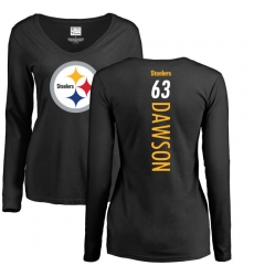 NFL Women's Nike Pittsburgh Steelers #63 Dermontti Dawson Black Backer Slim Fit Long Sleeve T-Shirt