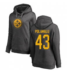 NFL Women's Nike Pittsburgh Steelers #43 Troy Polamalu Ash One Color Pullover Hoodie