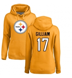 NFL Women's Nike Pittsburgh Steelers #17 Joe Gilliam Gold Name & Number Logo Pullover Hoodie