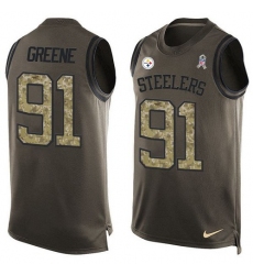 Men's Nike Pittsburgh Steelers #91 Kevin Greene Limited Green Salute to Service Tank Top NFL Jersey
