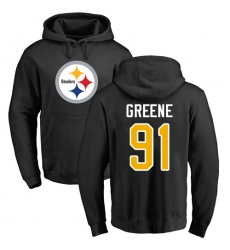 NFL Nike Pittsburgh Steelers #91 Kevin Greene Black Name & Number Logo Pullover Hoodie