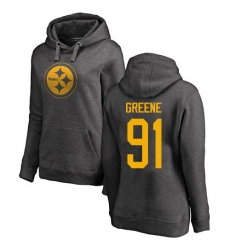 NFL Women's Nike Pittsburgh Steelers #91 Kevin Greene Ash One Color Pullover Hoodie