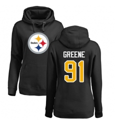 NFL Women's Nike Pittsburgh Steelers #91 Kevin Greene Black Name & Number Logo Pullover Hoodie