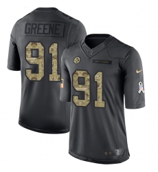 Youth Nike Pittsburgh Steelers #91 Kevin Greene Limited Black 2016 Salute to Service NFL Jersey