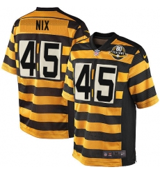 Men's Nike Pittsburgh Steelers #45 Roosevelt Nix Limited Yellow/Black Alternate 80TH Anniversary Throwback NFL Jersey