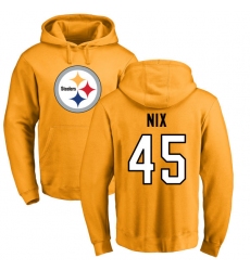 NFL Nike Pittsburgh Steelers #45 Roosevelt Nix Gold Name & Number Logo Pullover Hoodie