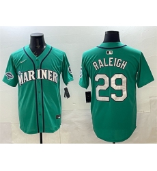 Men's Seattle Mariners #29 Cal Raleigh Aqua With 2025 AL West Division Champions Limited Stitched jersey
