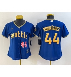 Women's Seattle Mariners #44 Julio Rodriguez Number Blue 2023 City Connect Cool Base Stitched Jersey