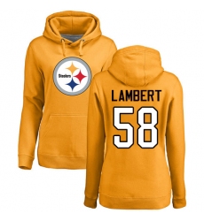 NFL Women's Nike Pittsburgh Steelers #58 Jack Lambert Gold Name & Number Logo Pullover Hoodie