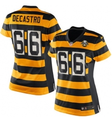 Women's Nike Pittsburgh Steelers #66 David DeCastro Limited Yellow/Black Alternate 80TH Anniversary Throwback NFL Jersey