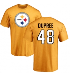 NFL Nike Pittsburgh Steelers #48 Bud Dupree Gold Name & Number Logo T-Shirt