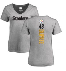 NFL Women's Nike Pittsburgh Steelers #48 Bud Dupree Ash Backer V-Neck T-Shirt