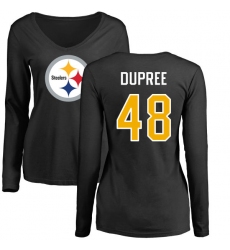 NFL Women's Nike Pittsburgh Steelers #48 Bud Dupree Black Name & Number Logo Slim Fit Long Sleeve T-Shirt