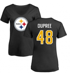 NFL Women's Nike Pittsburgh Steelers #48 Bud Dupree Black Name & Number Logo Slim Fit T-Shirt