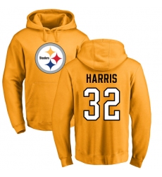 NFL Nike Pittsburgh Steelers #32 Franco Harris Gold Name & Number Logo Pullover Hoodie