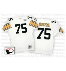 Mitchell And Ness Pittsburgh Steelers #75 Joe Greene White Authentic Throwback NFL Jersey