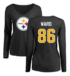 NFL Women's Nike Pittsburgh Steelers #86 Hines Ward Black Name & Number Logo Slim Fit Long Sleeve T-Shirt