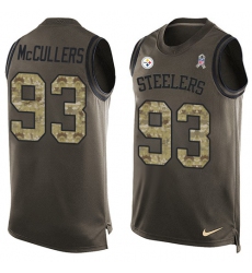 Men's Nike Pittsburgh Steelers #93 Dan McCullers Limited Green Salute to Service Tank Top NFL Jersey