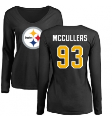 NFL Women's Nike Pittsburgh Steelers #93 Dan McCullers Black Name & Number Logo Slim Fit Long Sleeve T-Shirt