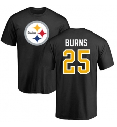 NFL Nike Pittsburgh Steelers #25 Artie Burns Black Name & Number Logo T-Shirt