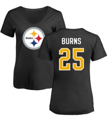 NFL Women's Nike Pittsburgh Steelers #25 Artie Burns Black Name & Number Logo Slim Fit T-Shirt