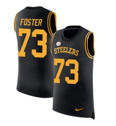 Men's Nike Pittsburgh Steelers #73 Ramon Foster Limited Black Rush Player Name & Number Tank Top NFL Jersey