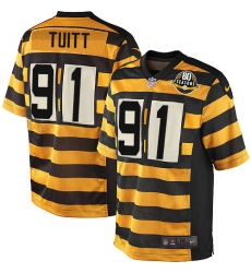 Men's Nike Pittsburgh Steelers #91 Stephon Tuitt Limited Yellow/Black Alternate 80TH Anniversary Throwback NFL Jersey
