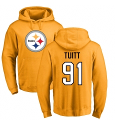 NFL Nike Pittsburgh Steelers #91 Stephon Tuitt Gold Name & Number Logo Pullover Hoodie