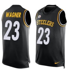 Men's Nike Pittsburgh Steelers #23 Mike Wagner Limited Black Player Name & Number Tank Top NFL Jersey