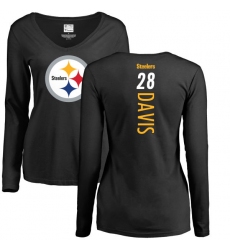 NFL Women's Nike Pittsburgh Steelers #28 Sean Davis Black Backer Slim Fit Long Sleeve T-Shirt