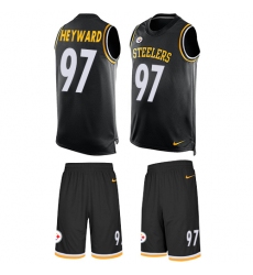 Men's Nike Pittsburgh Steelers #97 Cameron Heyward Limited Black Tank Top Suit NFL Jersey