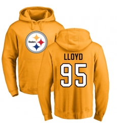 NFL Nike Pittsburgh Steelers #95 Greg Lloyd Gold Name & Number Logo Pullover Hoodie