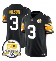 Men's Pittsburgh Steelers #3 Russell Wilson Black 2024 F U S E 50th Anniversary Of Super Bowl IX Vapor Untouchable Limited Stitched Jersey