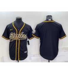 Men's Pittsburgh Steelers Blank Black With Patch Cool Base Stitched Baseball Jersey