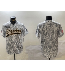 Men's Pittsburgh Steelers Team Logo 2024 Arctic Camo Salute to Service Stitched Baseball Jersey