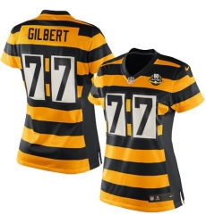 Women's Nike Pittsburgh Steelers #77 Marcus Gilbert Limited Yellow/Black Alternate 80TH Anniversary Throwback NFL Jersey
