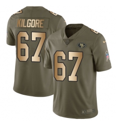 Youth Nike San Francisco 49ers #67 Daniel Kilgore Limited Olive/Gold 2017 Salute to Service NFL Jersey