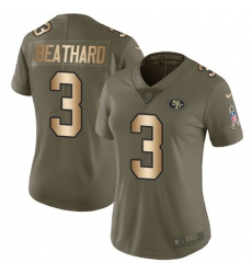 Women's Nike San Francisco 49ers #3 C. J. Beathard Limited Olive/Gold 2017 Salute to Service NFL Jersey