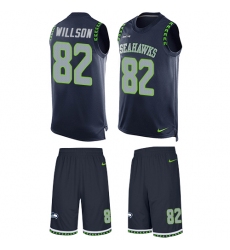 Men's Nike Seattle Seahawks #82 Luke Willson Limited Steel Blue Tank Top Suit NFL Jersey