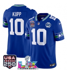 Men's Seattle Seahawks #10 Cooper Kupp Royal 2025 F.U.S.E. Super Bowl LX And 50th Season Vapor Throwback Limited Football Stitched Jersey