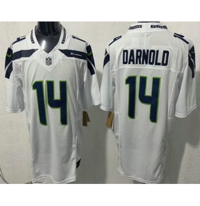 Men's Seattle Seahawks #14 Sam Darnold Limited White FUSE Vapor Jersey
