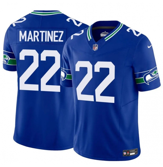 Men's Seattle Seahawks #22 Damien Martinez Royal 2025 F.U.S.E Throwback Vapor Limited Football Stitched Jersey